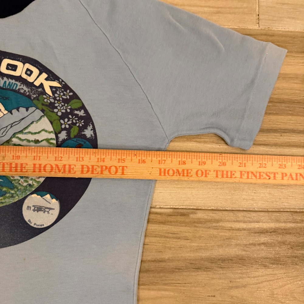 Vintage Mt Cook New Zealand Ringer T-Shirt Light Blue Raglan Single Stitch Small - Picture 6 of 7